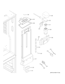 Fresh Food Section Diagram and Parts List for GFE24JGKAFBB  General Electric Refrigerator