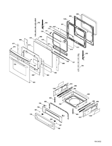 DOOR & DRAWER Diagram and Parts List for PCB909DR4WW  General Electric Range
