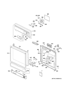 Part Location Diagram of WD34X20755 GE ESCUTCHEON & INSERT Assembly