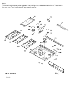 COOKTOP Diagram and Parts List for CCGS985SET5SS  General Electric Range