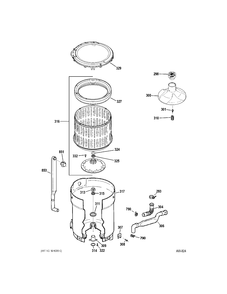 TUB GROUP Diagram and Parts List for 58971K3WW  General Electric Washer