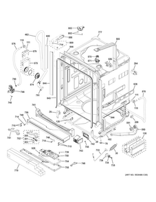 Body Parts Diagram and Parts List for PDT855SSJ0SS  General Electric Dishwasher