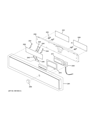 Control Panel Diagram and Parts List for JK3800DH6BB  General Electric Wall Oven