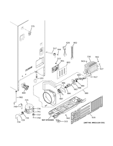 Machine Compartment Diagram and Parts List for GWE19JGLXFBB  General Electric Refrigerator