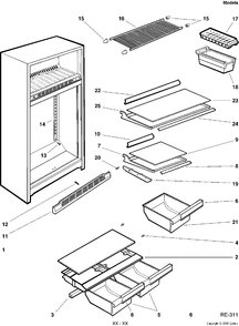 CABINET Diagram and Parts List for LW16JGARW-2  General Electric Refrigerator