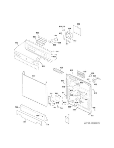 Escutcheon & Door Assembly Diagram and Parts List for GSC3500D45BB  General Electric Dishwasher