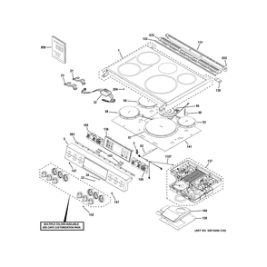 Control Panel & Cooktop 1 Diagram and Parts List for CHS950P2M9S1  General Electric Range