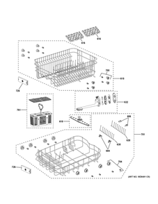 Part Location Diagram of WD28X33206 GE FOLD DOWN TINES