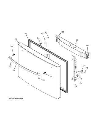 Freezer Door Diagram and Parts List for PWE23KELDDS  General Electric Refrigerator