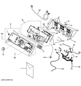 Controls & Backsplash Diagram and Parts List for GTW810SPJ0MC  General Electric Washer