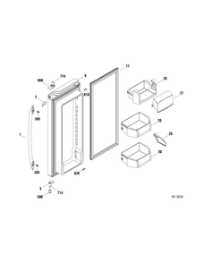 FF DOOR RIGHT Diagram and Parts List for PFRS2MJXASS  General Electric Refrigerator