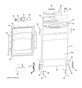 Escutcheon & Door Assembly Diagram and Parts List for GLDA690F02BB  General Electric Dishwasher