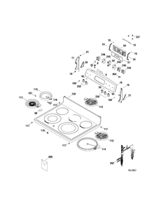 CONTROLS & COOKTOP Diagram and Parts List for JCBP71SP1SS  General Electric Range