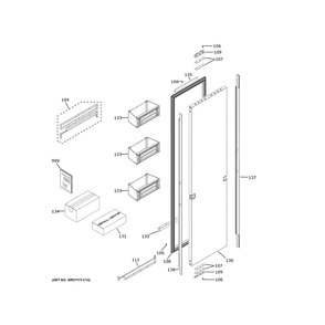Door Diagram and Parts List for ZIF361NBRDII  General Electric Freezer