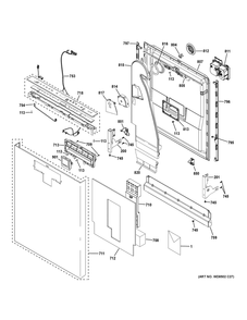Escutcheon And Door Assembly Diagram and Parts List for CDT875M5N8S5  General Electric Dishwasher