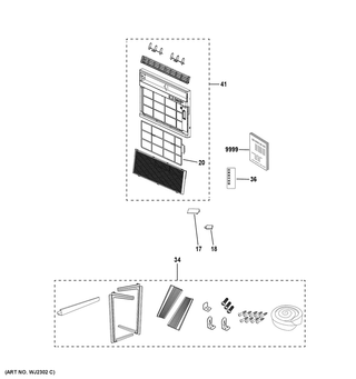 Part Location Diagram of WJ71X24903 GE FRONT PANEL ASSEMBLY