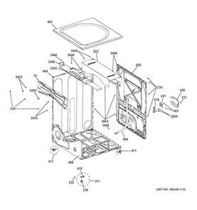 Cabinet & Top Panel Diagram and Parts List for GFDN110ED2WW  General Electric Dryer