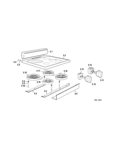 Part Location Diagram of DEL04777240 GE 3 circuits hotplate