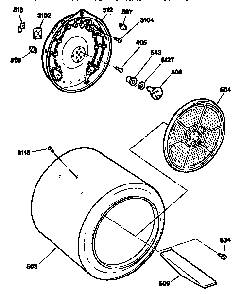Drum And Heater Diagram and Parts List for DDE8509RMC  General Electric Dryer