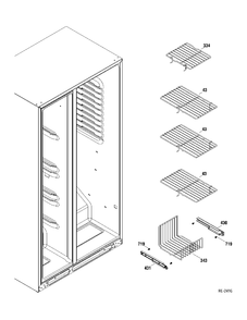 FZ SHELVES Diagram and Parts List for DSR23UGTABB  General Electric Refrigerator
