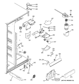 Fresh Food Section Diagram and Parts List for GZS22DGJCFWW  General Electric Refrigerator