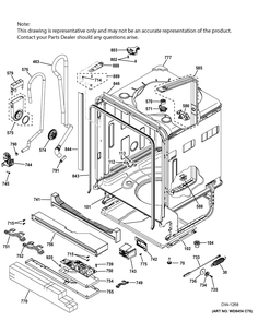 Body Parts Diagram and Parts List for GTMS570ED5WW  General Electric Dishwasher