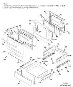 DOOR & DRAWER PARTS Diagram and Parts List for PCGB911DEJ1WW  General Electric Range