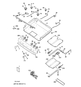 GAS & BURNER PARTS Diagram and Parts List for JCGB750DEF1BB  General Electric Range