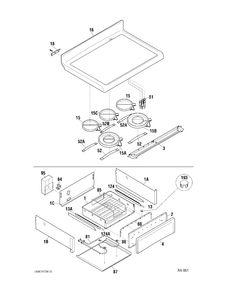 COOKTOP GROUP Diagram and Parts List for 14501-4  General Electric Range