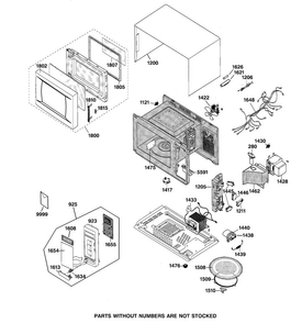 Microwave Diagram and Parts List for JES636PWF001  General Electric Microwave