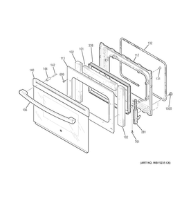 Door Diagram and Parts List for JS750DF3WW  General Electric Range