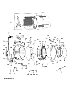 Tub And Motor Diagram and Parts List for PFW870SSV0WW  General Electric Washer
