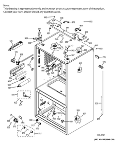 Case Parts Diagram and Parts List for ZFGB21HZSS  General Electric Range