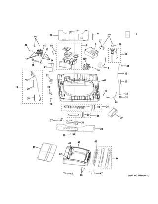Controls & Lid Diagram and Parts List for GNW128SSM0WW  General Electric Dishwasher