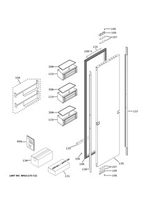 Door Diagram and Parts List for ZIF241NPNCII  General Electric Refrigerator