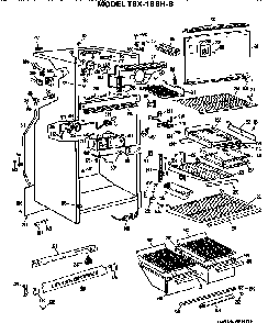 Cabinet Parts Diagram and Parts List for TBX18BHB  General Electric Refrigerator