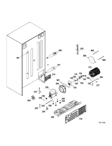 SEALED SYSTEM Diagram and Parts List for GLR23UGTABS  General Electric Refrigerator