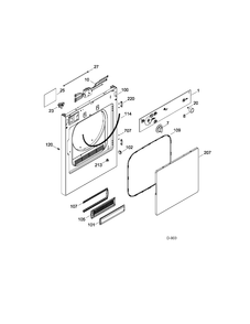 DOOR Diagram and Parts List for PSKS333EB1WW  General Electric Dryer