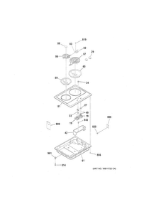 Control Panel & Cooktop Diagram and Parts List for JP201CB2SS  General Electric Cooktop