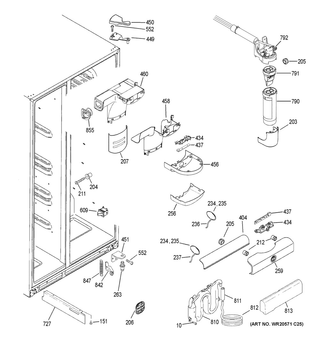 Fresh Food Section Diagram and Parts List for XSS23GGKBCBB  General Electric Refrigerator
