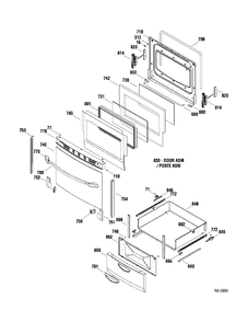 DOOR & DRAWER Diagram and Parts List for JCAP760BM1BB  General Electric Range