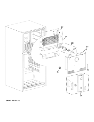 Freezer Section Diagram and Parts List for GIE21GSHDSS  General Electric Refrigerator