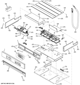 Control Panel Diagram and Parts List for PT7550DF3WW  General Electric Wall Oven
