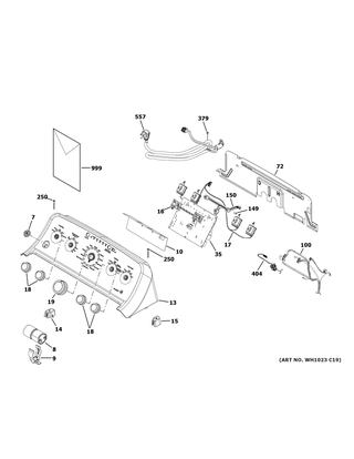 Controls & Backsplash Diagram and Parts List for GTW460ASJAWW  General Electric Washer