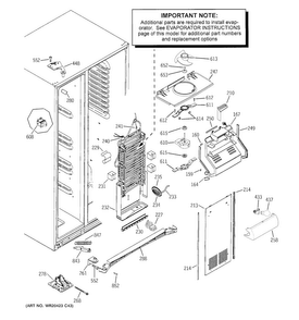 Freezer Section Diagram and Parts List for HSS25ASHBCSS  Hotpoint Refrigerator