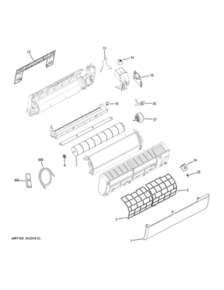 Room Air Conditioner Diagram and Parts List for HSU09XHK-G  General Electric Air Conditioner