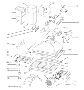 Range Hood Diagram and Parts List for ZV1050SF1SS  General Electric Range Hood