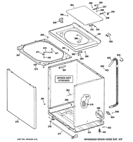 CABINET, COVER & FRONT PANEL Diagram and Parts List for EWA6500D1WW  General Electric Washer