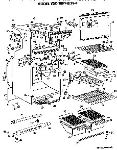 Cabinet Parts Diagram and Parts List for TBX18PFC  General Electric Refrigerator
