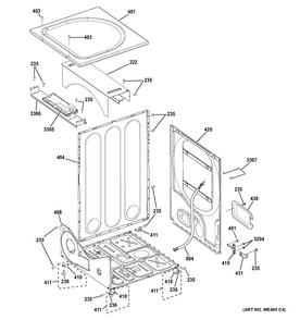 Cabinet & Top Panel Diagram and Parts List for GFDN120ED3WW  General Electric Dryer